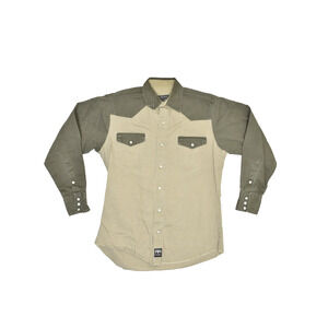 REAL RANCH Men's Regular Size M Workwear Button Down Shirt W/ Stain on Front